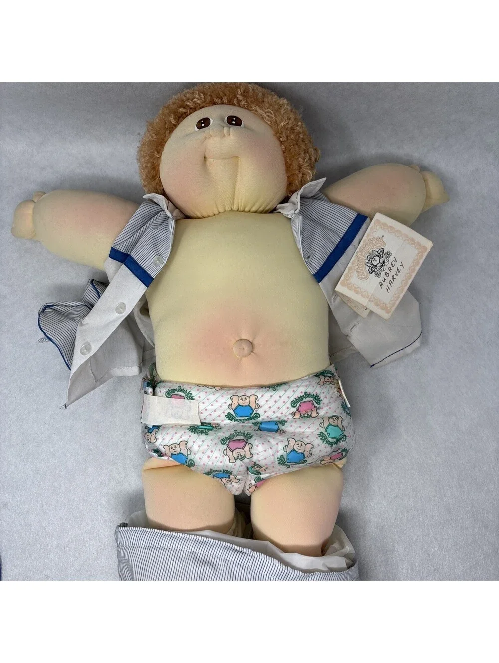 Soft Sculpture Cabbage Patch Kid Little People Signed Xavier Roberts w/ Name Tag